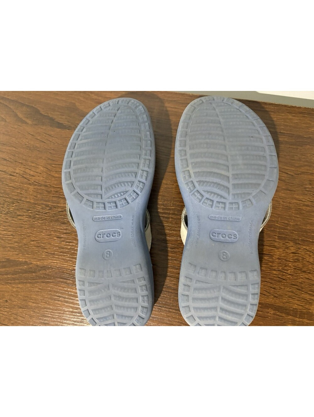 CROCS Blue with Gray Strap Flip Flop Sandals size 8 - Picture 8 of 10